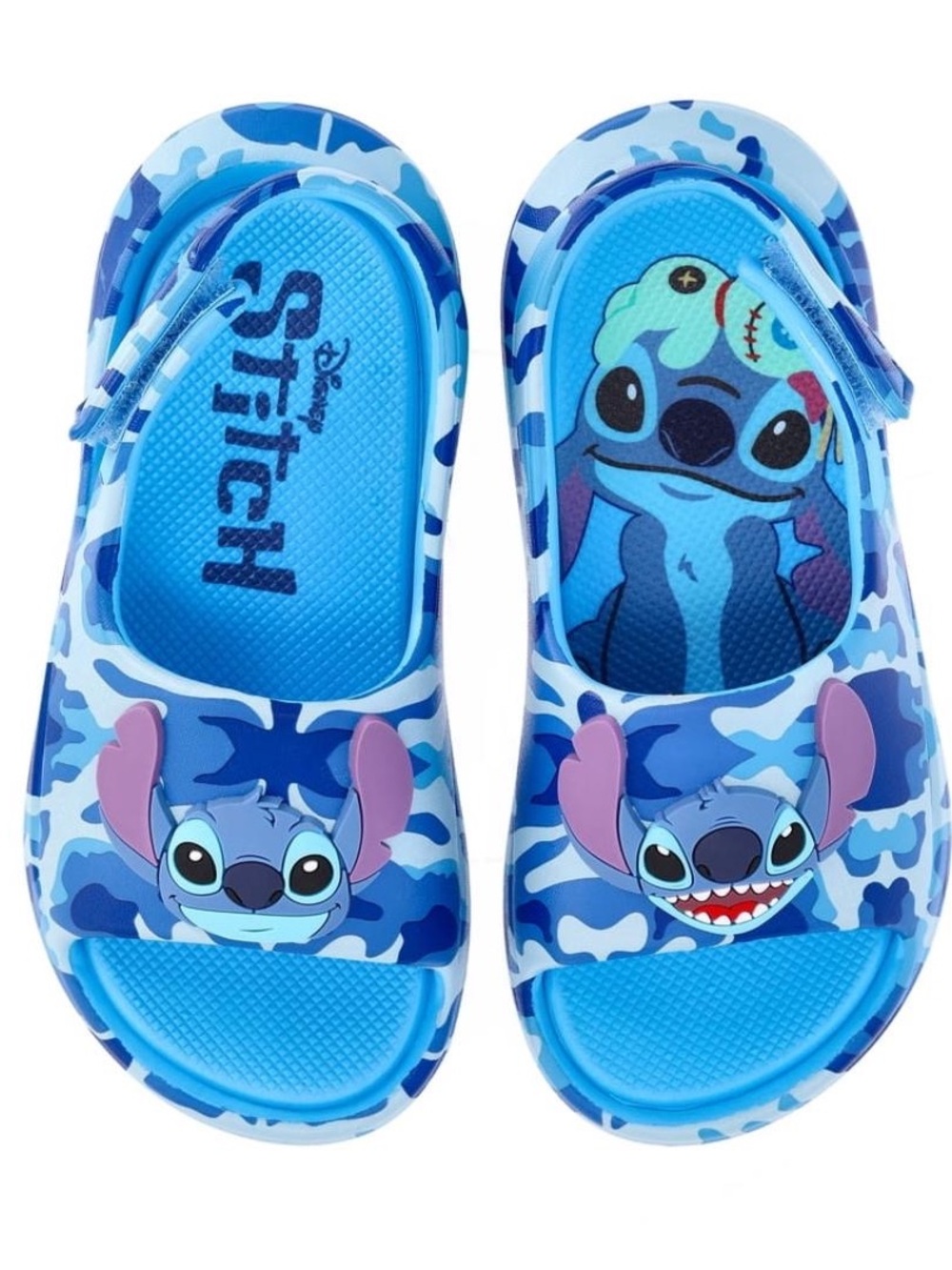 Disney Kids Blue Camo Stitch Slip-On Sandals